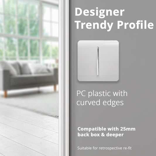 Trendi Switch 1 Gang 1 or 2 way Rocker Light Switch in Ice White