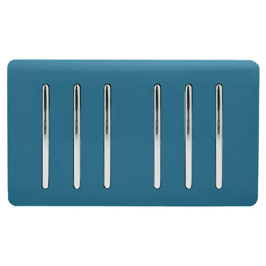 Trendi Switch 6 Gang Spare Faceplate for Modern Designer Light Switch in Ocean Blue