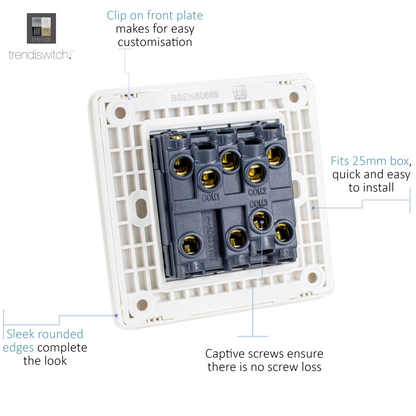 Trendi Switch 3 Gang 1 or 2 way Rocker Light Switch in Ice White