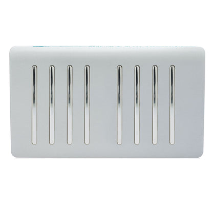 Trendi Switch 8 Gang 1 or 2 Way Light Switch in Platinum Silver