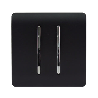 Trendi Switch 2 Gang 1 or 2 way Rocker Light Switch in Matt Black