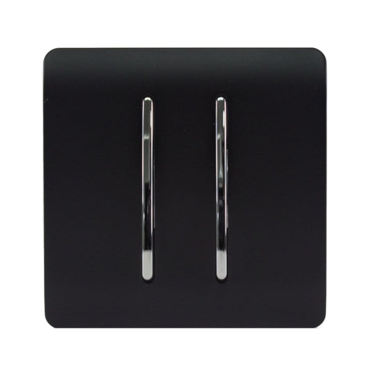Trendi Switch 2 Gang 1 or 2 way Rocker Light Switchin Matt Black