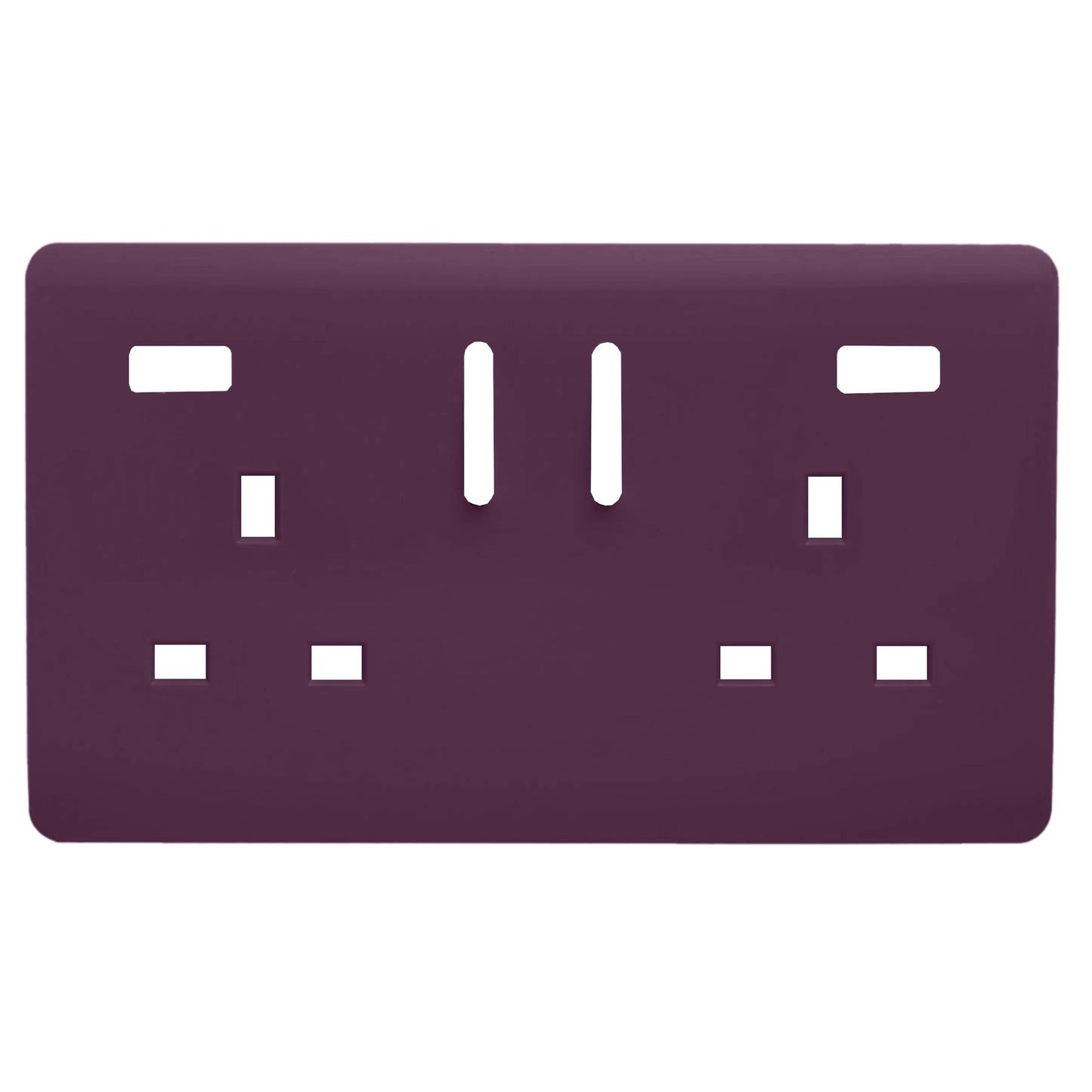 Trendi Switch 2 Gang USB Spare Faceplate For Modern Designer Plug Socket in Plum Purple