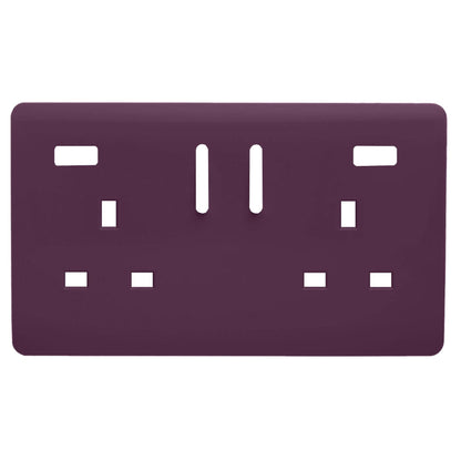 Trendi Switch 2 Gang USB Spare Faceplate For Modern Designer Plug Socket in Plum Purple