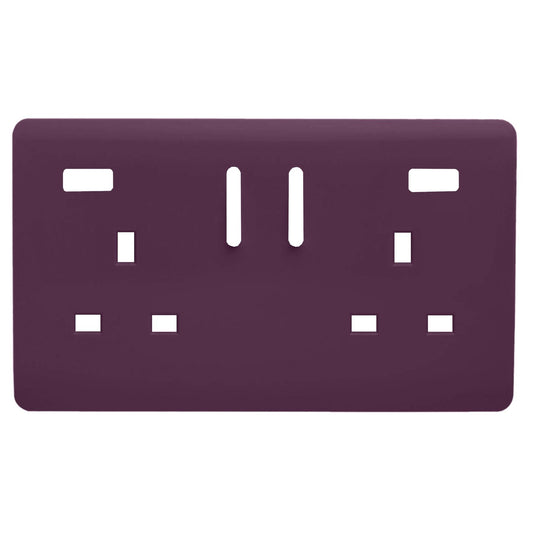 Trendi Switch 2 Gang USB Spare Faceplate For Modern Designer Plug Socket in Plum Purple