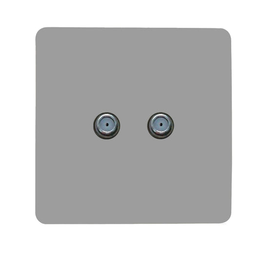 Trendi Switch 2 Gang Male F-Type Satellite Television Socketin Light Grey