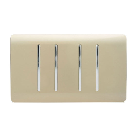 Trendi Switch 4 Gang Light Switch (1x 1 or 2 Way & 3 x Intermediate)in Champagne Gold