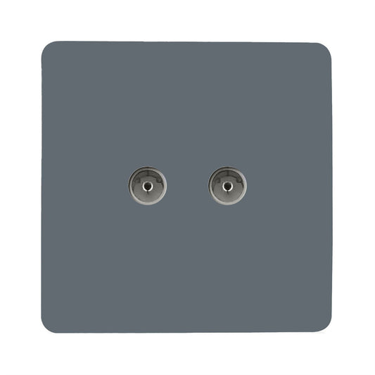 Trendi Switch 2 Gang Female Co-Axial Television Socket in Warm Grey