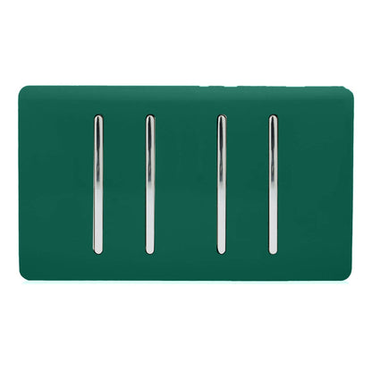 Trendi Switch 4 Gang 1 or 2 Way Light Switch in Dark Forest Green