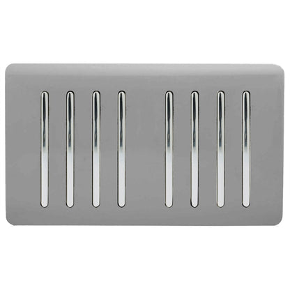 Trendi Switch 8 Gang 1 or 2 Way Light Switch in Light Grey