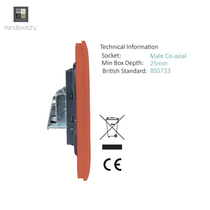 Trendi Switch 2 Gang Female Co-Axial Television Socket in Copper
