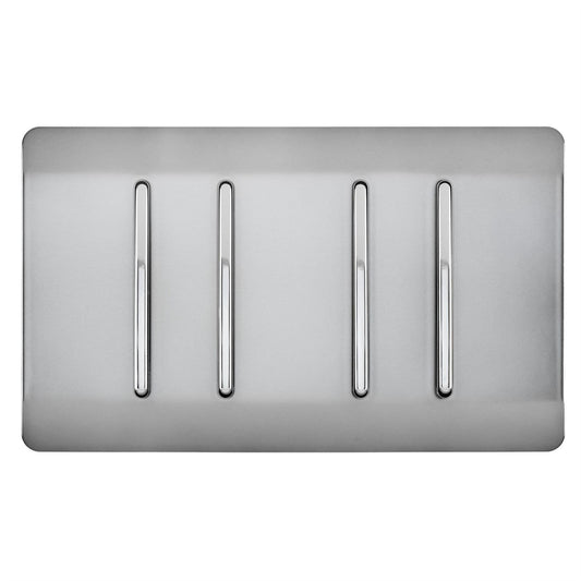 Trendi Switch 4 Gang Light Switch (3x 1 or 2 Way & 1 x Intermediate)in Brushed Steel