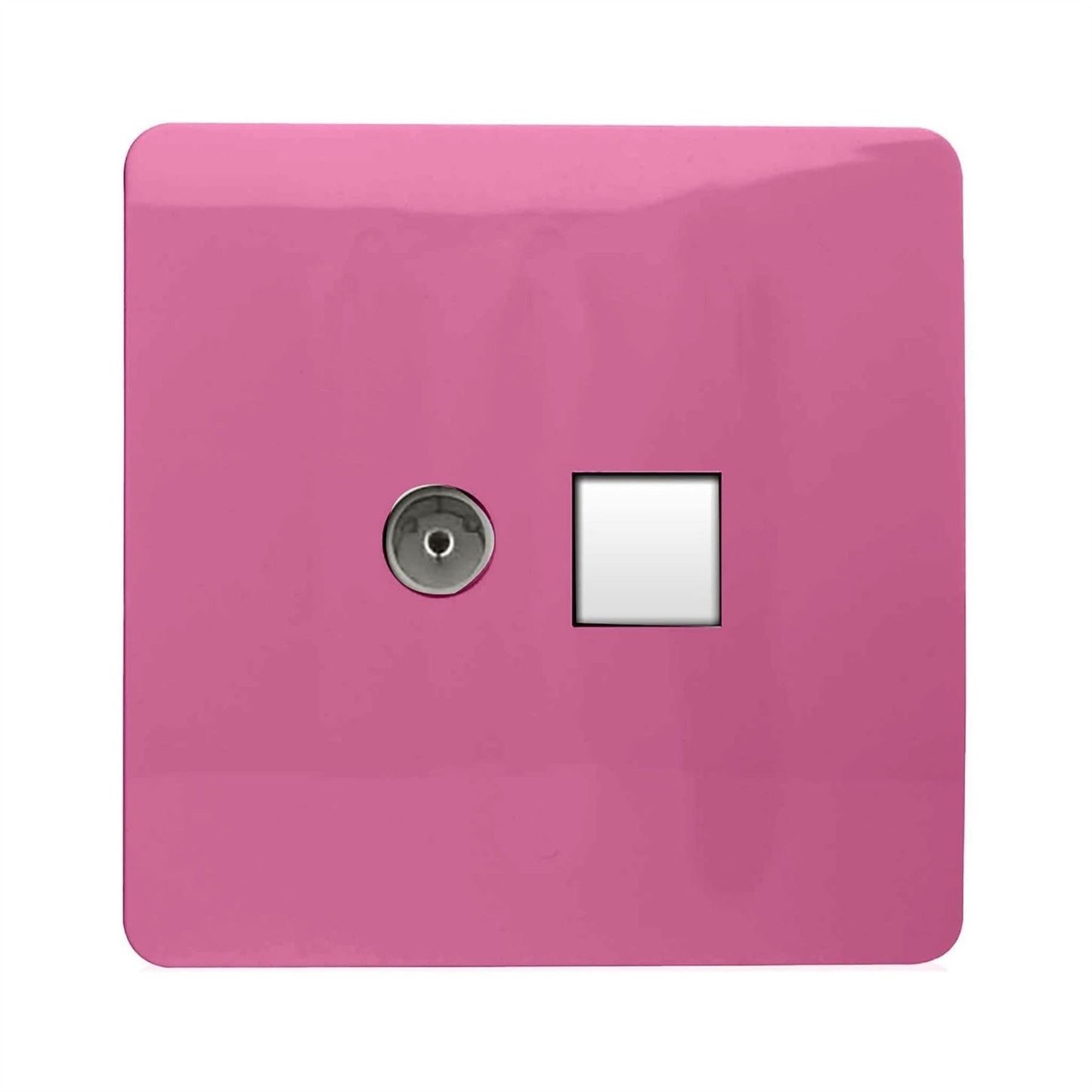 Trendi Switch 2 Gang Spare Faceplate For Modern Designer PC Ethernet Socket Pink