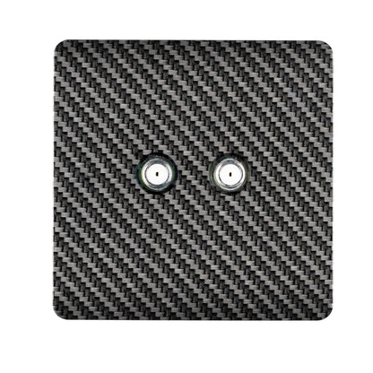 Trendi Switch 2 Gang Male F-Type Satellite Television Socket in Carbon Fibre