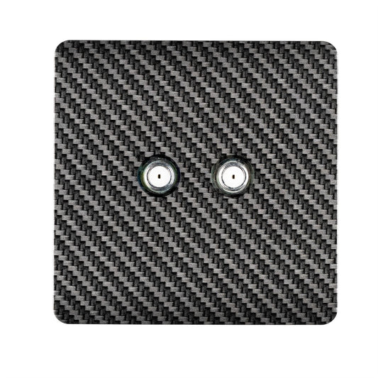 Trendi Switch 2 Gang Male F-Type Satellite Television Socketin Carbon Fibre
