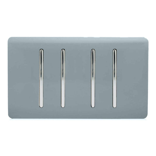 Trendi Switch 4 Gang Spare Twin Faceplate for Modern Designer Light Switch in Cool Grey