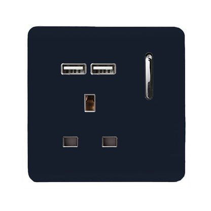 Trendi Switch 1 Gang USB 2100mA Plug Socket in Navy Blue