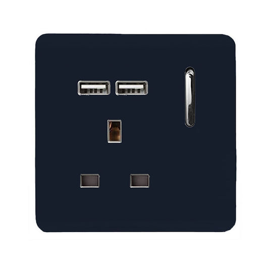 Trendi Switch 1 Gang USB 2100mA Plug Socketin Navy Blue
