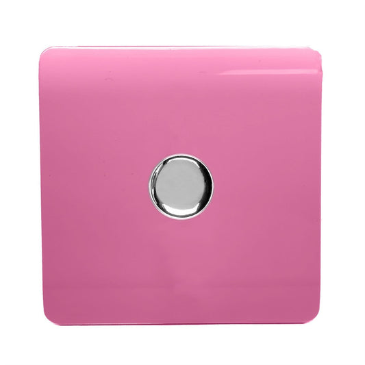 Trendi Switch 1 Gang 1 or 2 way 150w Rotary LED Dimmer Light Switchin Candy Pink