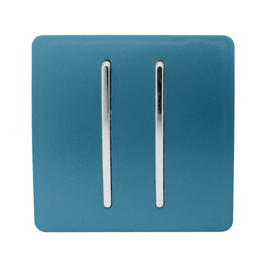 Trendi Switch 2 Gang 1 or 2 way Rocker Light Switchin Ocean Blue