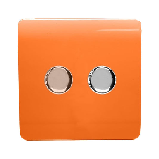 Trendi Switch 2 Gang 1 or 2 way 150w Rotary LED Dimmer Light Switchin Sunset Orange