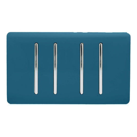 Trendi Switch 4 Gang Light Switch (2x 1 or 2 Way & 2 x Intermediate)in Midnight Blue