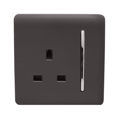 Trendi Switch 1 Gang 13 Amp Switched Plug Socket in Dark Mocha Brown