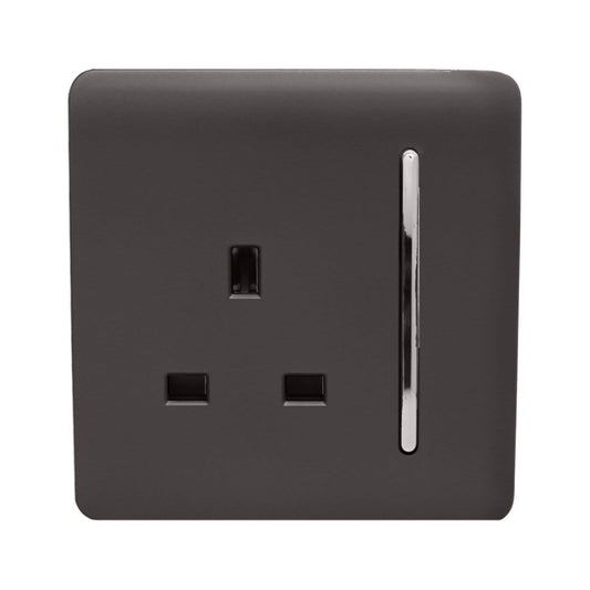 Trendi Switch 1 Gang 13 Amp Switched Plug Socketin Dark Mocha Brown