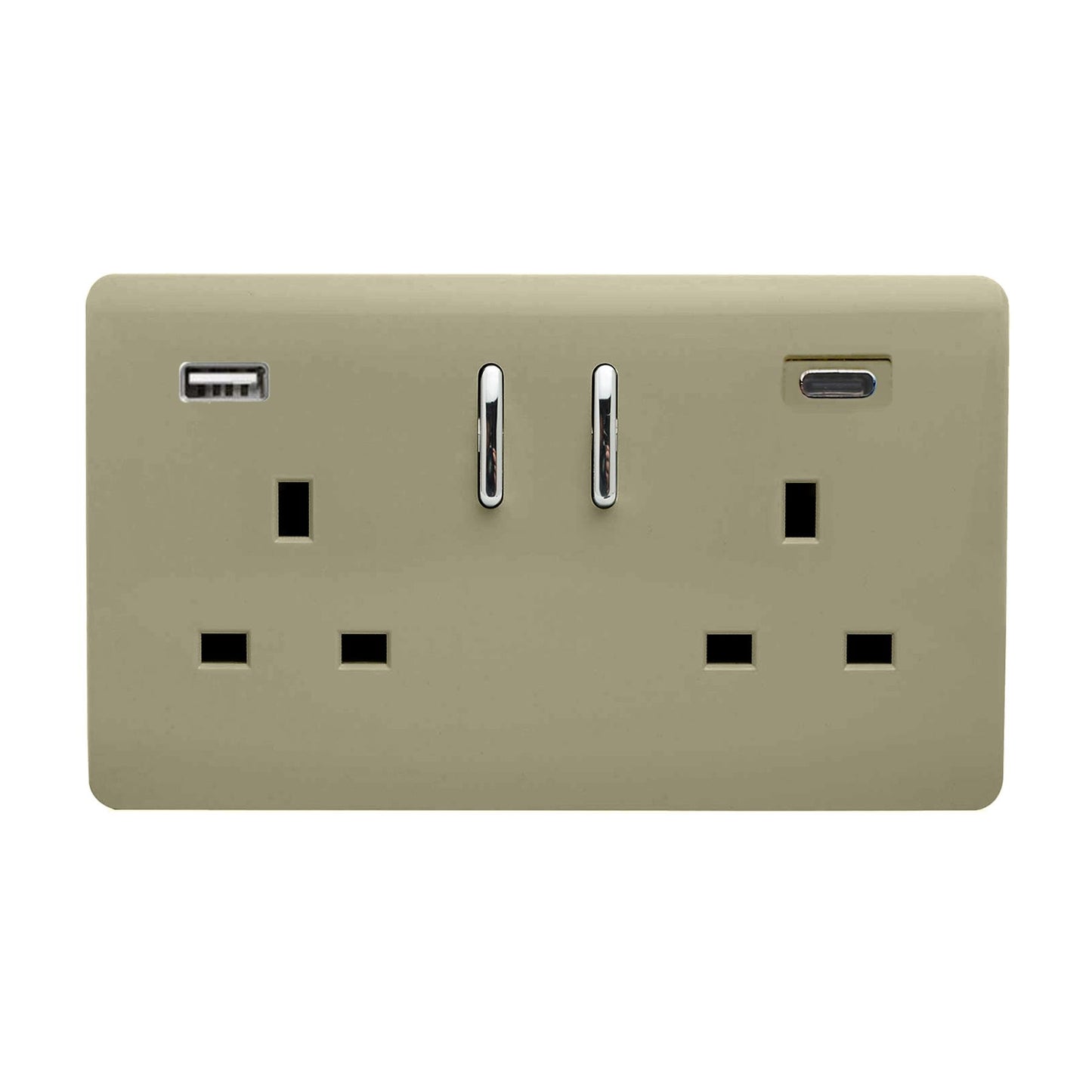 Trendi Switch 2 Gang USB 65W Type A & C USB Plug Socket in Champagne Gold