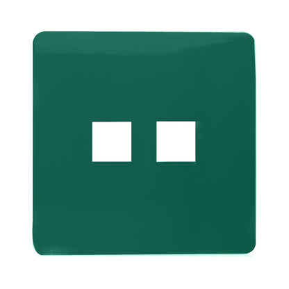 Trendi Switch 2 Gang Spare Faceplate For Modern Designer Telephone Slave Socket in Dark Forest Green