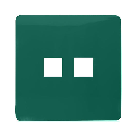 Trendi Switch 2 Gang Spare Faceplate For Modern Designer Telephone Slave Socket in Dark Forest Green