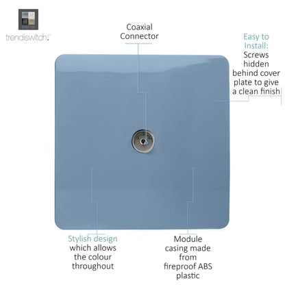 Trendi Switch 1 Gang Female Co-Axial Television Socket in Sky Blue