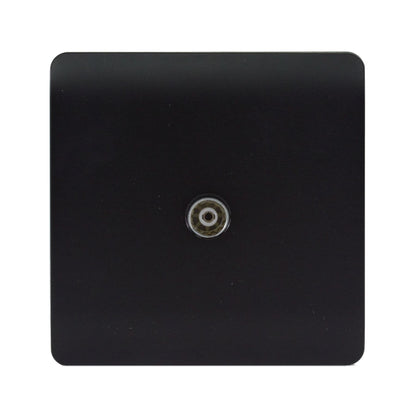 Trendi Switch 1 Gang Female Co-Axial Television Socket in Matt Black