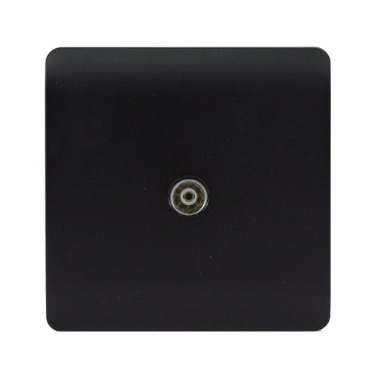 Trendi Switch 1 Gang Female Co-Axial Television Socketin Matt Black