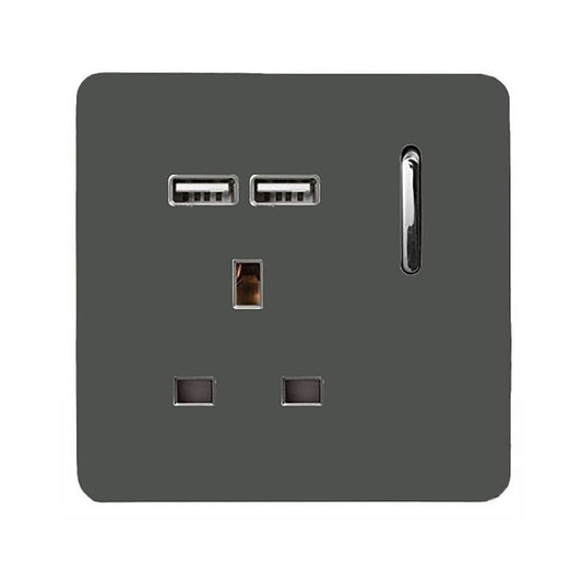 Trendi Switch 1 Gang USB 2100mA Plug Socketin Charcoal Grey
