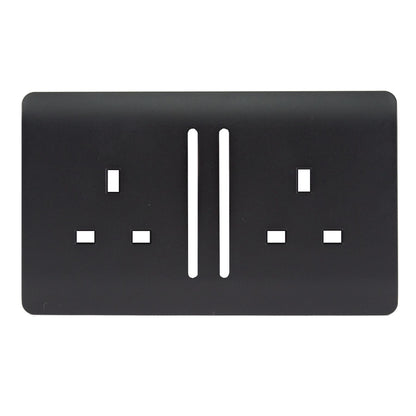 Trendi SPARE FACEPLATE For 2 Gang 13 Amp Switched Plug Socket Matt Black