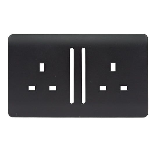 Trendi SPARE FACEPLATE For 2 Gang 13 Amp Switched Plug Socket Matt Black