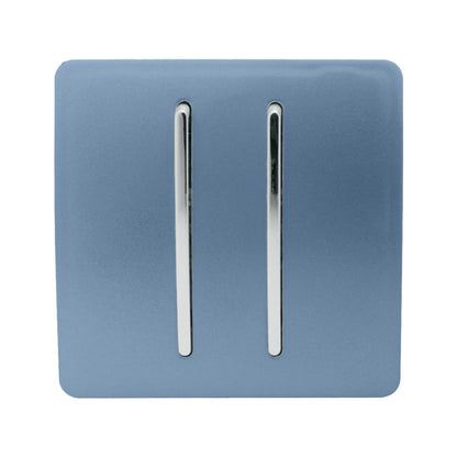 Trendi Switch 2 Gang Rocker Light Switch (1x 1 or 2 way & 1x Intermediate)in Sky Blue