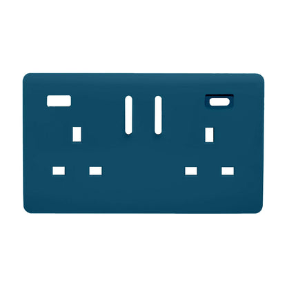 Trendi Switch 2 Gang Type A&C USB Spare Faceplate For Modern Designer Plug Socket in Midnight Blue