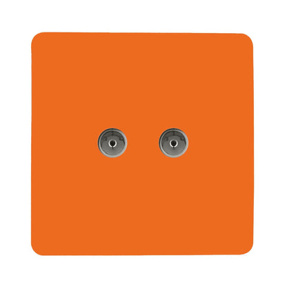 Trendi Switch 2 Gang Female Co-Axial Television Socket in Sunset Orange