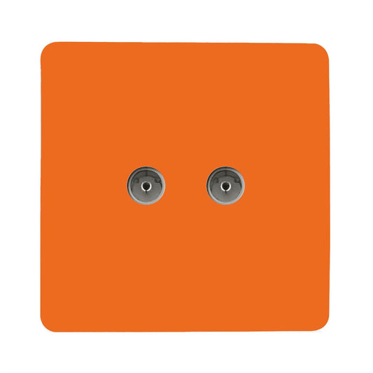Trendi Switch 2 Gang Female Co-Axial Television Socketin Sunset Orange