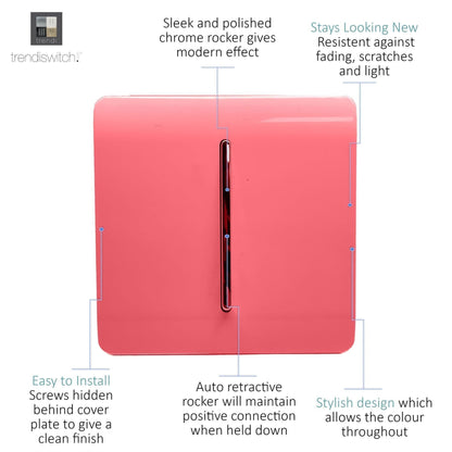 Trendi Switch 1 Gang Retractive Home Automation Switch in Strawberry Red
