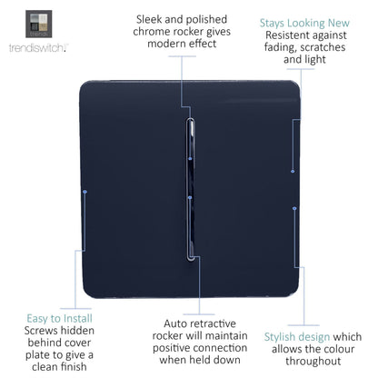 Trendi Switch 1 Gang Retractive Doorbell Switch in Navy Blue