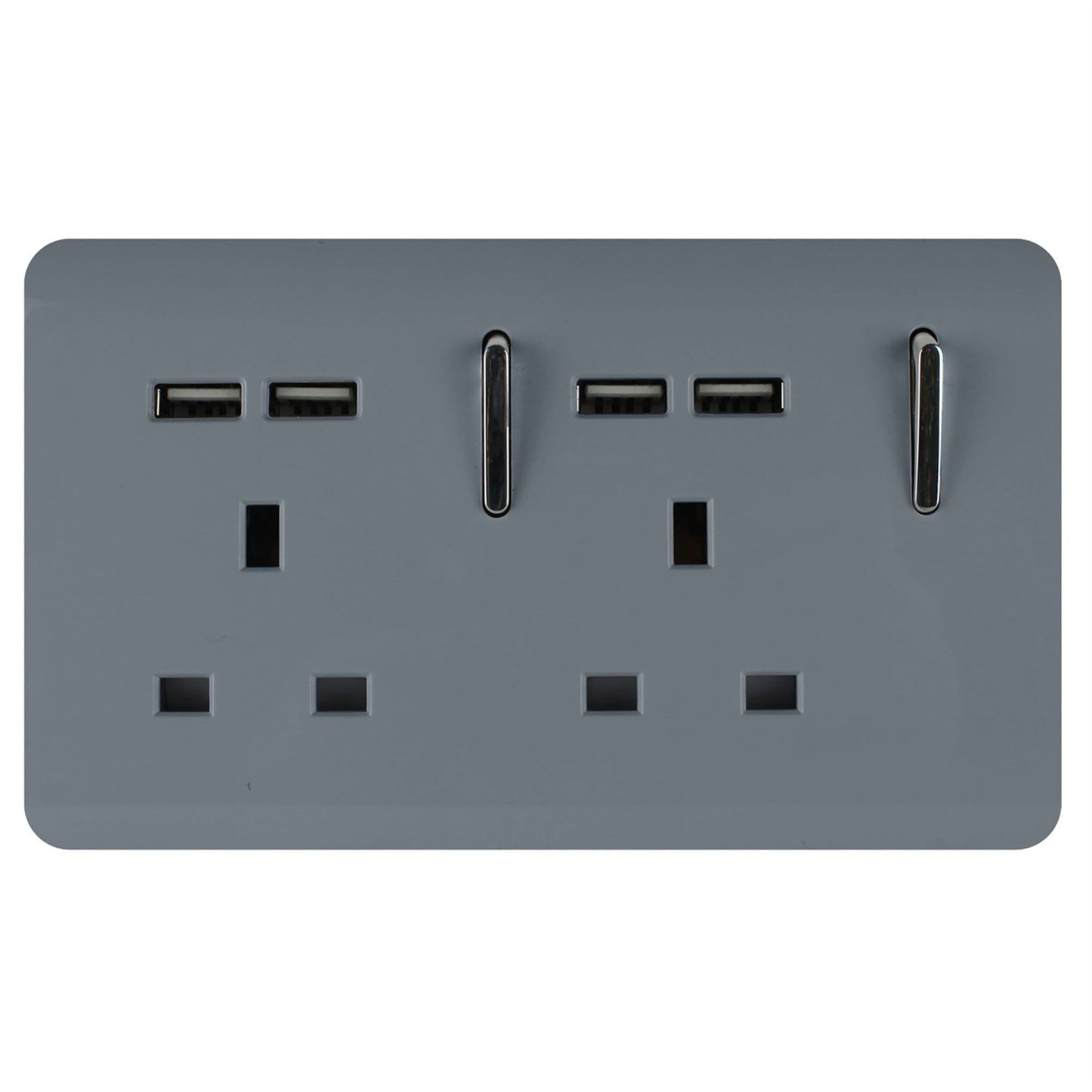 Trendi Switch 2 Gang 4 Port USB 2100mA Plug Socket in Warm Grey
