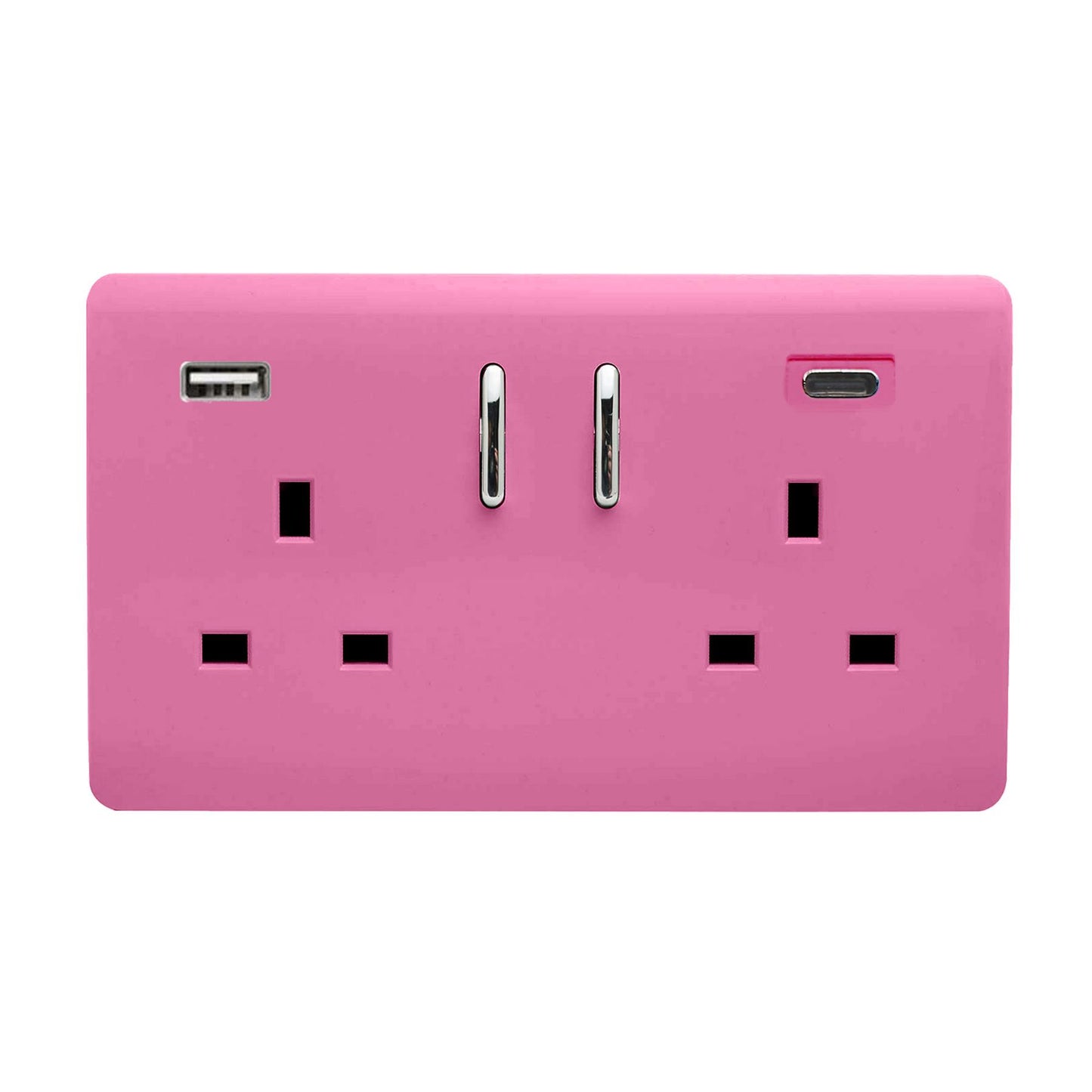 Trendi Switch 2 Gang USB 45W Type A & C USB Plug Socket in Candy Pink