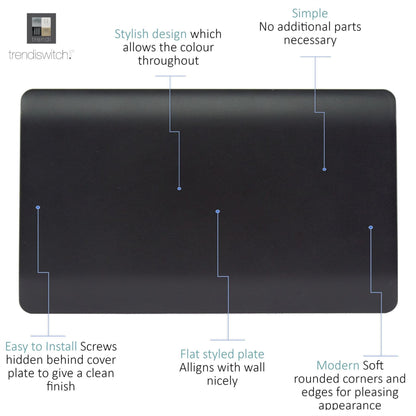 Trendi Switch Double Blanking Plate in Matt Black