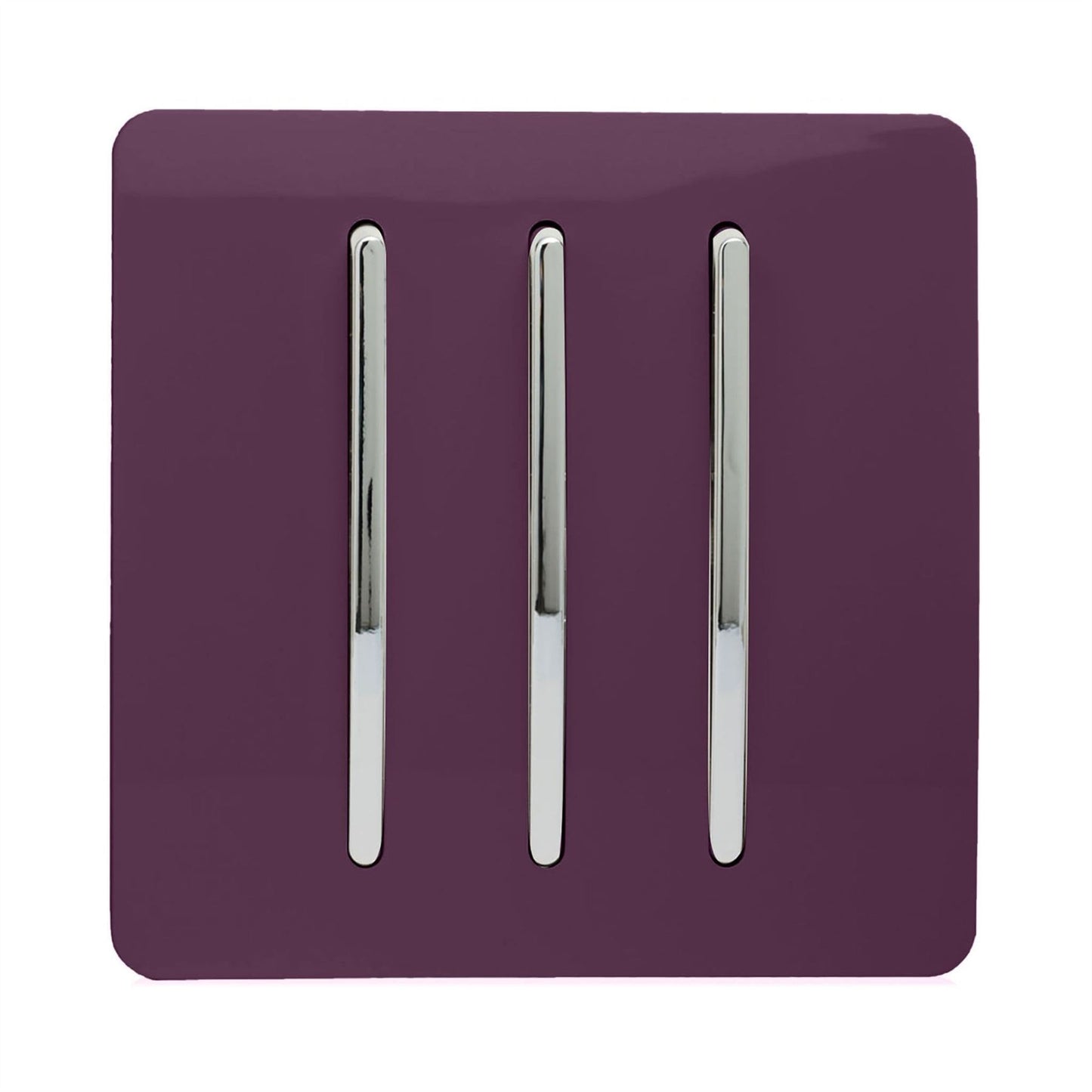 Trendi Switch 3 Gang 1 or 2 way Rocker Light Switchin Plum Purple