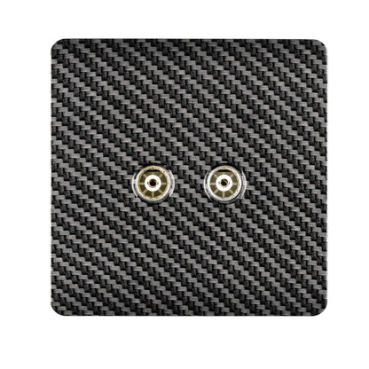 Trendi Switch 2 Gang Female Co-Axial Television Socket in Carbon Fibre