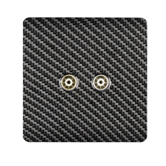 Trendi Switch 2 Gang Female Co-Axial Television Socketin Carbon Fibre