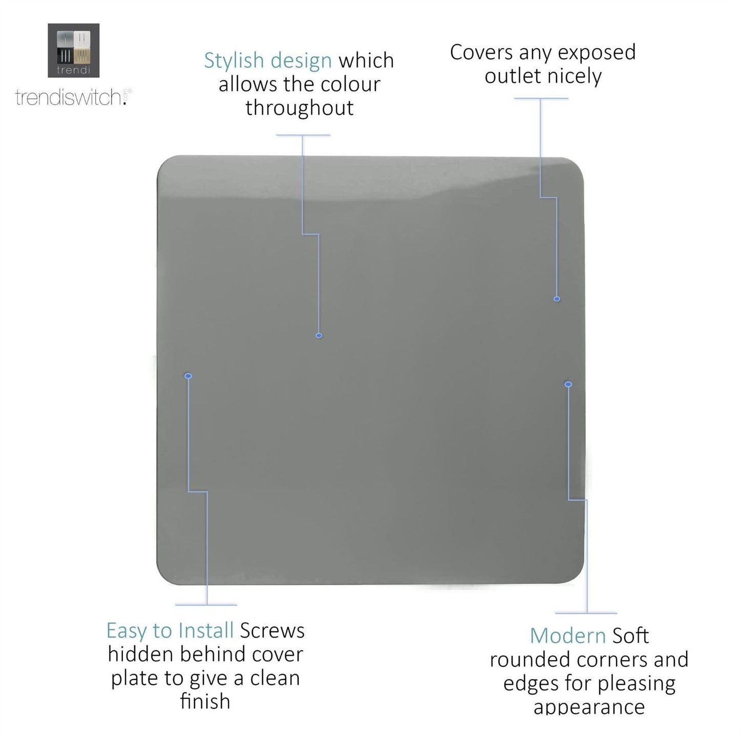 Trendi Switch Single Blanking Platein Charcoal Grey